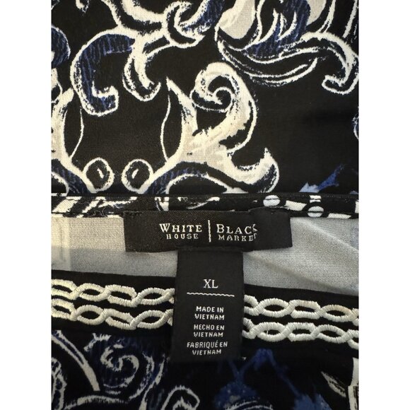 WHBM Dress Black Blue White XL Colorful 3/4 Long Sleeve Stretch Shift Washable - Picture 9 of 12